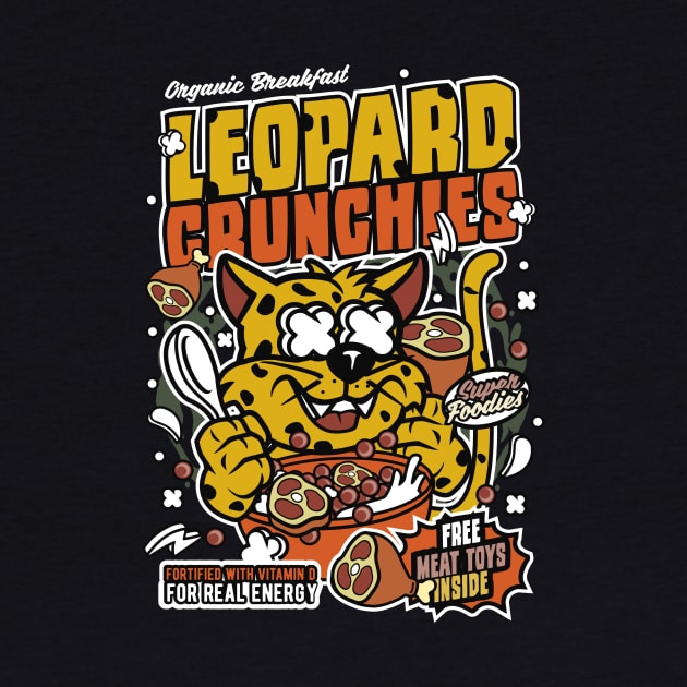 Retro Cartoon Cereal Box // Cereal Leopard Crunchies // Funny Vintage Breakfast Cereal by SLAG_Creative